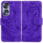 For Honor 70 Tiger Embossing Pattern Leather Phone Case(Purple)