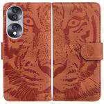 For Honor 70 Tiger Embossing Pattern Leather Phone Case(Brown)