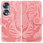 For Honor 70 Tiger Embossing Pattern Leather Phone Case(Pink)