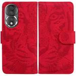 For Honor 80 Tiger Embossing Pattern Leather Phone Case(Red)