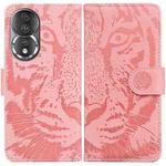 For Honor 80 Tiger Embossing Pattern Leather Phone Case(Pink)