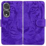 For Honor 80 Pro Tiger Embossing Pattern Leather Phone Case(Purple)