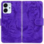For Honor 80 SE Tiger Embossing Pattern Leather Phone Case(Purple)