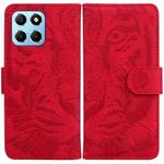 For Honor X8 5G Tiger Embossing Pattern Leather Phone Case(Red)