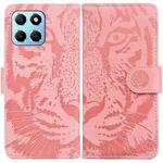 For Honor X8 5G Tiger Embossing Pattern Leather Phone Case(Pink)