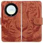 For Honor X9a Tiger Embossing Pattern Leather Phone Case(Brown)