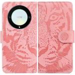 For Honor X9a Tiger Embossing Pattern Leather Phone Case(Pink)