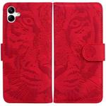 For Samsung Galaxy A04e / F04 / M04 Tiger Embossing Pattern Leather Phone Case(Red)