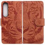 For Sony Xperia 1 IV 2023 Tiger Embossing Pattern Leather Phone Case(Brown)