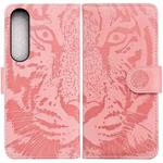 For Sony Xperia 1 IV 2023 Tiger Embossing Pattern Leather Phone Case(Pink)