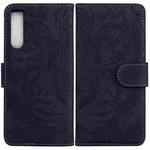 For Sony Xperia 10 IV 2023 Tiger Embossing Pattern Leather Phone Case(Black)