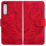For Sony Xperia 10 IV 2023 Tiger Embossing Pattern Leather Phone Case(Red)
