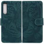 For Sony Xperia 10 IV 2023 Tiger Embossing Pattern Leather Phone Case(Green)
