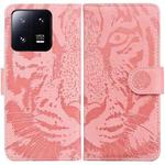 For Xiaomi 13 Pro Tiger Embossing Pattern Leather Phone Case(Pink)