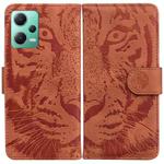 For Xiaomi Redmi Note 12 5G Tiger Embossing Pattern Leather Phone Case(Brown)
