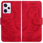 For Xiaomi Redmi Note 12 Pro 5G Tiger Embossing Pattern Leather Phone Case(Red)