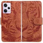 For Xiaomi Redmi Note 12 Pro 5G Tiger Embossing Pattern Leather Phone Case(Brown)