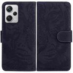 For Xiaomi Redmi Note 12 Pro+ Tiger Embossing Pattern Leather Phone Case(Black)