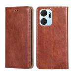For Honor X7A Gloss Oil Solid Color Magnetic Leather Phone Case(Brown)