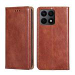 For Honor X8A Gloss Oil Solid Color Magnetic Leather Phone Case(Brown)