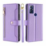 For Motorola Moto G Play 2023 Sheep Texture Cross-body Zipper Wallet Leather Phone Case(Purple)
