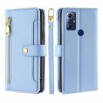 For Motorola Moto G Play 2023 Sheep Texture Cross-body Zipper Wallet Leather Phone Case(Blue)