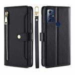 For Motorola Moto G Play 2023 Sheep Texture Cross-body Zipper Wallet Leather Phone Case(Black)
