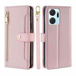 For Honor X7A Sheep Texture Cross-body Zipper Wallet Leather Phone Case(Pink)