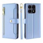 For Honor X8A Sheep Texture Cross-body Zipper Wallet Leather Phone Case(Blue)