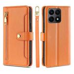For Honor X8A Sheep Texture Cross-body Zipper Wallet Leather Phone Case(Orange)