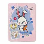 For iPad Air 2022 / 2020 10.9 Acrylic Painted 3-fold Holder Leather Tablet Case(Three Little Rabbits)