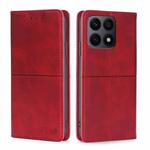 For Honor X8A Cow Texture Magnetic Horizontal Flip Leather Phone Case(Red)
