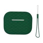 For AirPods Pro 2 Wave Pattern Silicone Earphone Case(Dark Green)