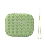 For AirPods Pro 2 Wave Pattern Silicone Earphone Case(Matcha Green)