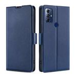 For Motorola Moto G Play 2023 Ultra-thin Voltage Side Buckle Horizontal Flip Leather Phone Case(Blue)