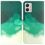 For Motorola Moto G13 / G23 / G53 Watercolor Pattern Flip Leather Phone Case(Cyan Green)