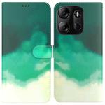 For Tecno Spark Go 2023 / Pop 7 Pro Watercolor Pattern Flip Leather Phone Case(Cyan Green)