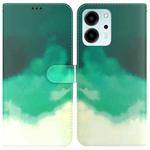 For Honor 80 SE Watercolor Pattern Flip Leather Phone Case(Cyan Green)