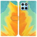 For Honor X8 5G Watercolor Pattern Flip Leather Phone Case(Autumn Leaf)