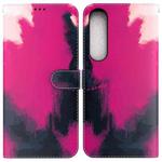 For Sony Xperia 1 IV 2023 Watercolor Pattern Flip Leather Phone Case(Berry)
