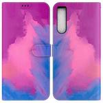 For Sony Xperia 10 IV 2023 Watercolor Pattern Flip Leather Phone Case(Purple Red)