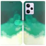For Xiaomi Redmi Note 12 Pro 5G Watercolor Pattern Flip Leather Phone Case(Cyan Green)