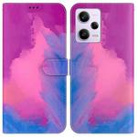 For Xiaomi Redmi Note 12 Pro 5G Watercolor Pattern Flip Leather Phone Case(Purple Red)