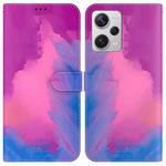 For Xiaomi Redmi Note 12 Pro+ Watercolor Pattern Flip Leather Phone Case(Purple Red)