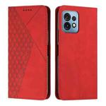 For Motorola Moto X40/X40 Pro/Edge+ 2023 Diamond Pattern Splicing Skin Feel Magnetic Phone Case(Red)