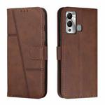 For Infinix Hot 20 Play Stitching Calf Texture Buckle Leather Phone Case(Brown)