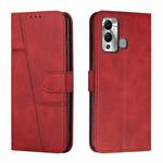 For Infinix Hot 20i Stitching Calf Texture Buckle Leather Phone Case(Red)