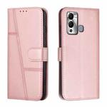 For Infinix Hot 20i Stitching Calf Texture Buckle Leather Phone Case(Rose Gold)