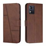 For Motorola Moto E13 Stitching Calf Texture Buckle Leather Phone Case(Brown)