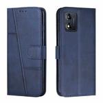 For Motorola Moto E13 Stitching Calf Texture Buckle Leather Phone Case(Blue)